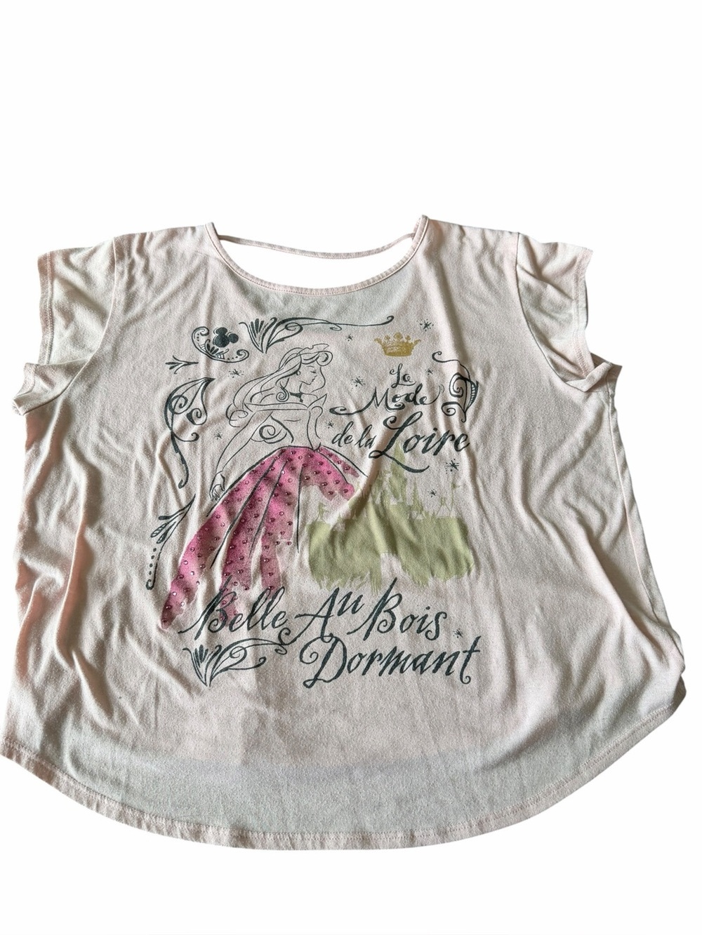 Disney Pink princess Aurora Studded Short Sleeve Tee
